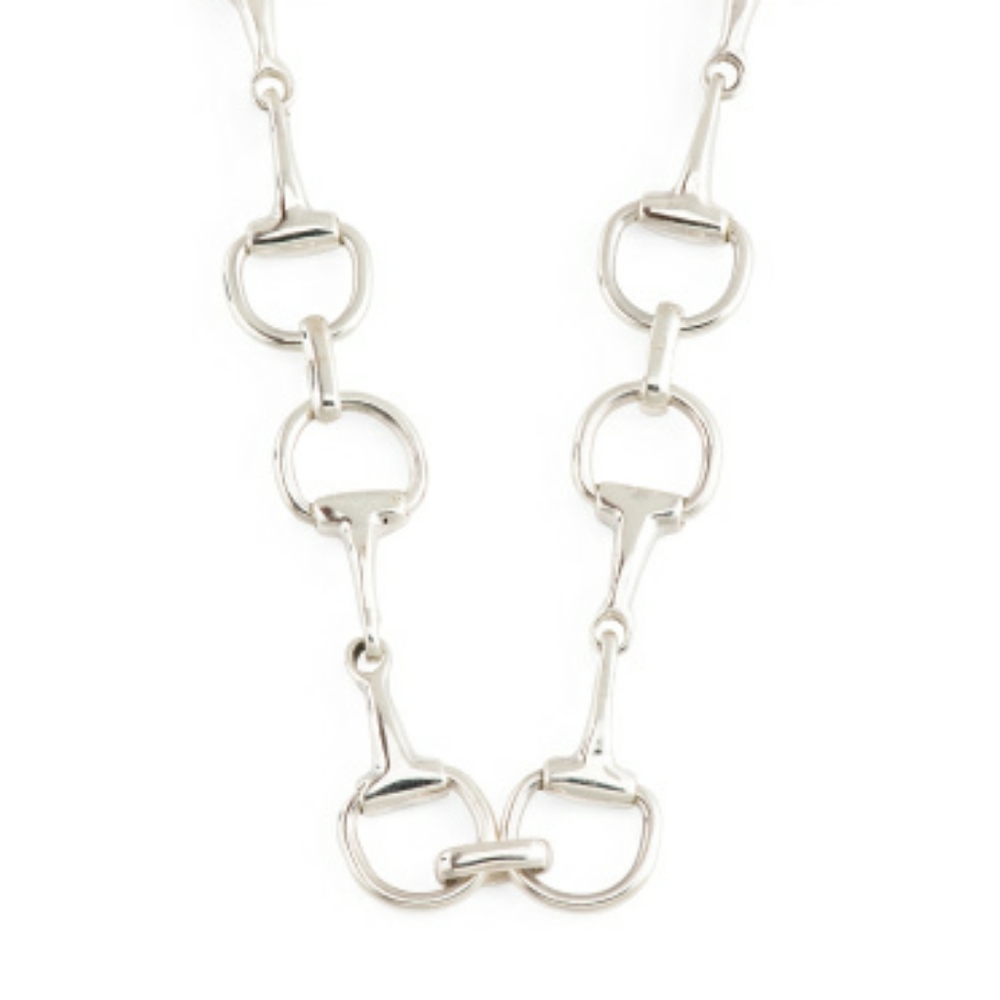 Genuine Teocalli Sterling Silver Horsebit Chain Necklace 17.5"